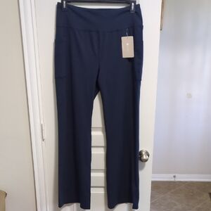 Afitne Navy Blue Yoga Pants Wide Leg